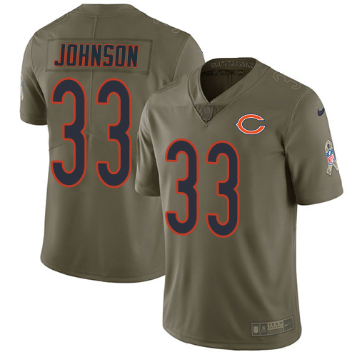 Nike Bears #33 Jaylon Johnson Olive Youth Stitched NFL Limited 2017 Salute To Service Jersey